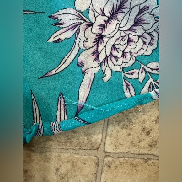 Women’s Studio One Petite Turquoise Floral Wrap Sleeveless Dress Sz 6P - Picture 8 of 9